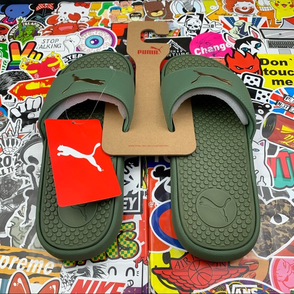 Puma Cool Cat Grass Green Women’s Slides - Picture 9 of 9